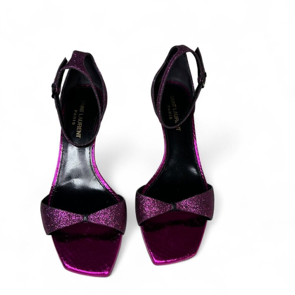 Saint Laurent Paris Glitter Fuchsia Kitten Heel Sandal EU 37.5 NWOB - Picture 16 of 16